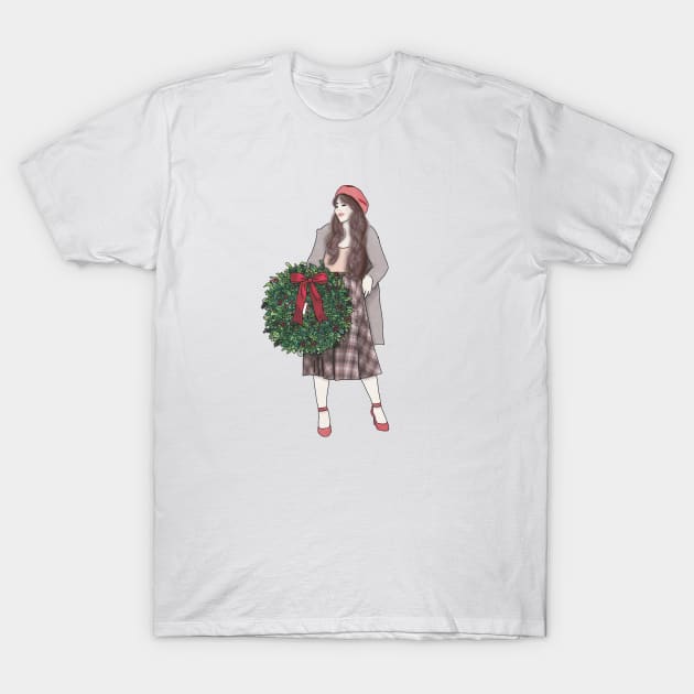 Christmas Wreath T-Shirt by piscoletters